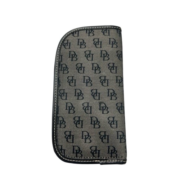 Dooney & Bourke Vintage Wristlet & Eyeglasses Case Black Logo Leather Trim